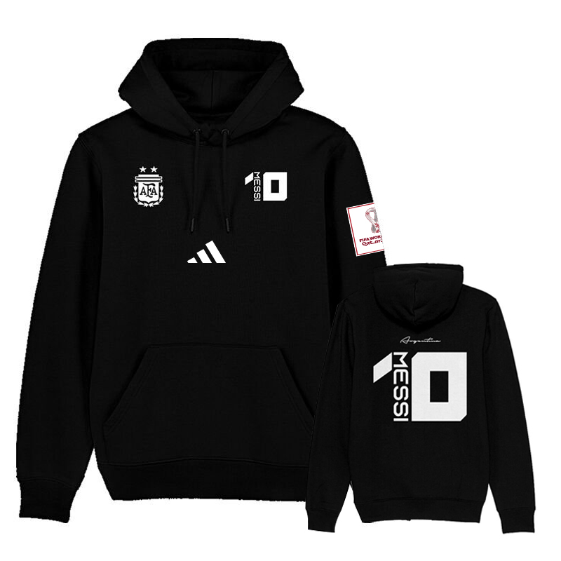 Men's Argentina #10 Messi Black FIFA World Cup Soccer Hoodie